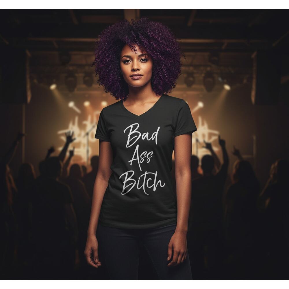 Women’s Graphic V-Neck T-Shirt Black XL Streetwear Casual